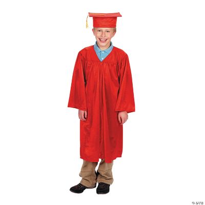 Bulk Elementary School Shiny Red Graduation Cap & Gown Sets for 12 ...