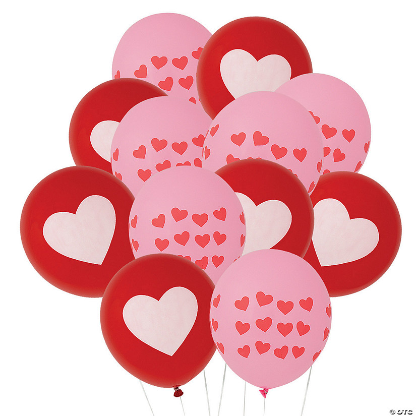 12" Heart Shaped Balloons Wedding Valentines Day Anniversary Love Red Pink White 