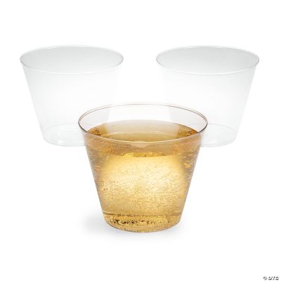 Bulk 50 Ct. Small Clear Plastic Cups with Gold Glitter
