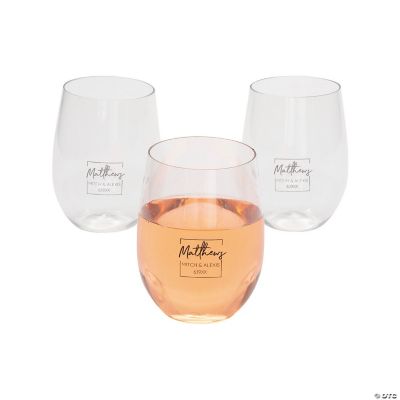 12 oz. Bulk 48 Ct. Personalized Last Name Stemless Reusable Plastic Wine  Glasses