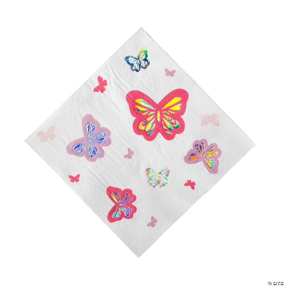 16 Pc 65 Butterfly with Iridescent Accents Luncheon Napkins