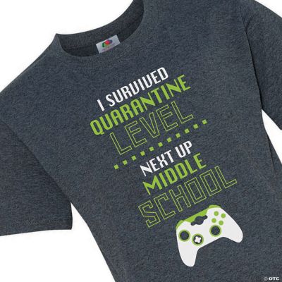 I Survived Quarantine Level Next Up Middle School Gamer Youth T Shirt Oriental Trading