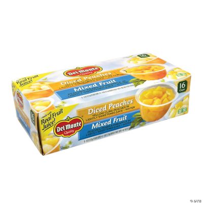 DEL MONTE Diced Peaches & Mixed Fruit Cups, 4 oz, 16 Count Oriental