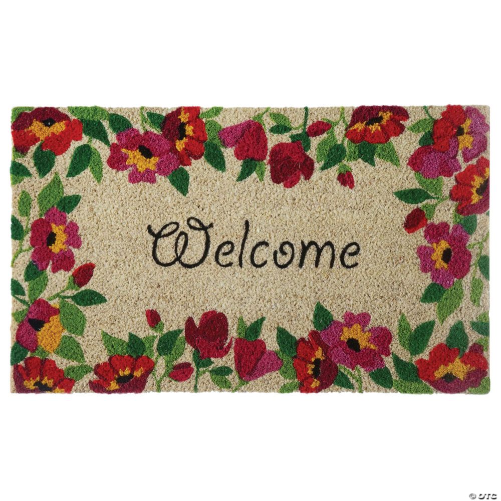 Welcome Flowers Coir Mat