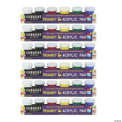 Acrylic Paint Set, Primary Colors, 6 - 0.75oz Pots Per Set, 6 Sets