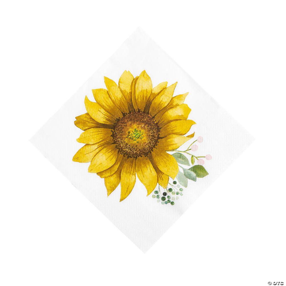 16 Pc 65 Sunflower Party Luncheon Napkins