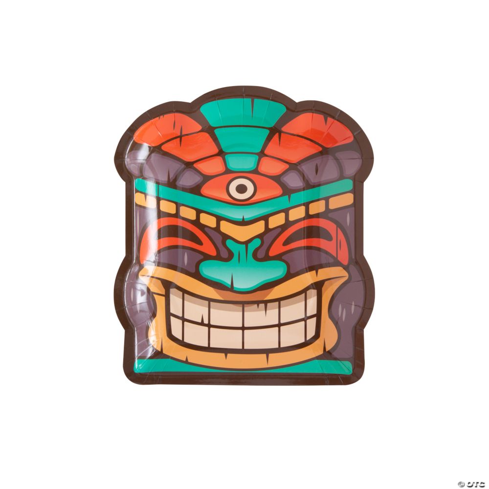 8 Pc 7x8 Tiki Party MaskShaped Paper Dessert Plates