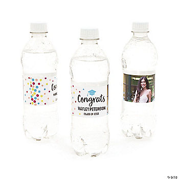 50   PHOTO WITH GRAD PERSONALIZED GRADUATION WATERBOTTLE LABELS  WATER RESISTANT 