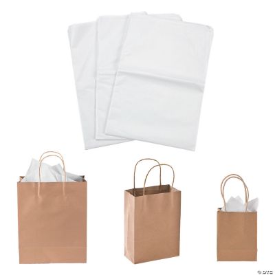 4 1/2 x 3 1/4 Mini Kraft Paper Gift Bags & Tissue Paper Kit - 72