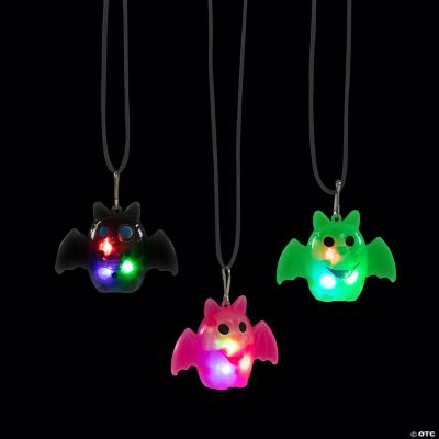 Light-Up Halloween Bat Necklaces - 12 Pc.
