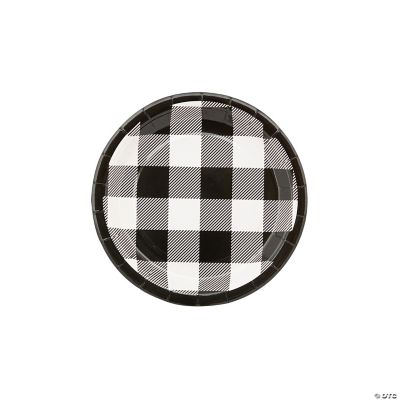 Black & White Buffalo Check Paper Dessert Plates 8 Ct. Oriental Trading