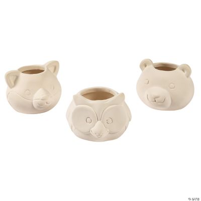 2 1/2" x 2" DIY Mini Ceramic Woodland Animal Planters 12 Pc.