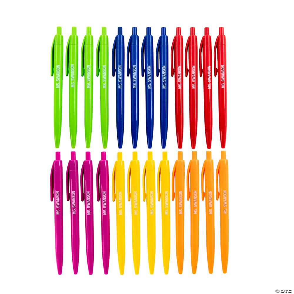 Personalized Solid Color Retractable Pen Assortment - 24 Pc.