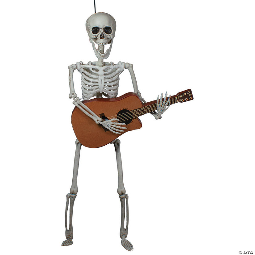 26" Animated Skeleton with Guitar Hanging Halloween Decoration