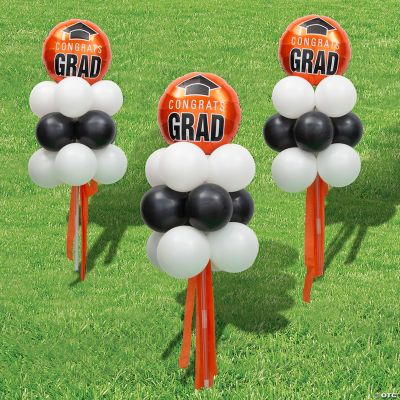 Orange Graduation Balloon Yard Stake Topiary Kit 55 Pc.