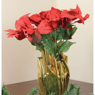 LB International 24" Red Artificial Poinsettia Potted Christmas Plant