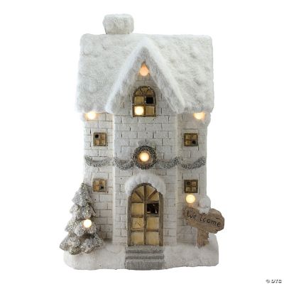 WONDER GARDEN Christmas Village Hoe - Christmas Village Buildings, Lighted Mical Santa's Gift Shop Christmas Town Village Sets with Bear,Tree and Star, Animated Automatic Opening Door Home Decor