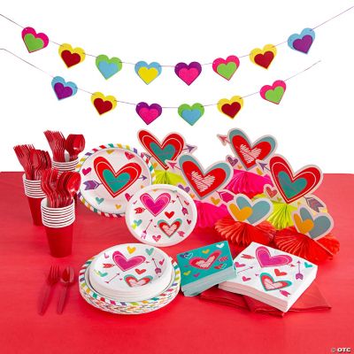 Valentine’s Day Bright Hearts Tableware Kit for 24 Guests | Oriental ...