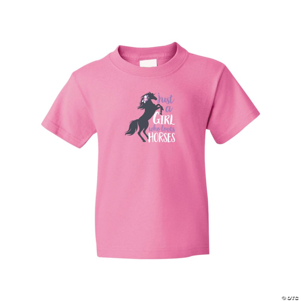 Horse Girl Youth T-Shirt - Small Pink