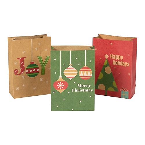 100 5" x 7" Christmas Xmas Winter Snowman Design Sweet Food Gift Paper Bags 