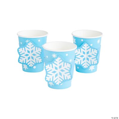 Christmas Blue & White Snowman Design Disposable Hot And Cold Beverage  Paper Cups