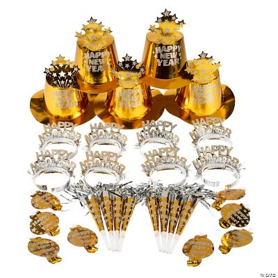 Bulk 200 Pc. New Year's Eve Glitzy Gold Party Accessories Kit for 100