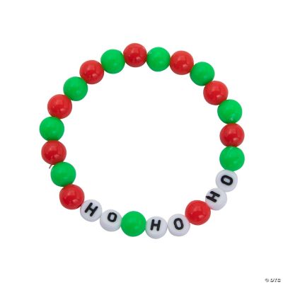 Handmade Bracelets, Clay Bead Bracelets, Ho Ho Christmas Green & Red - Set  Of 2
