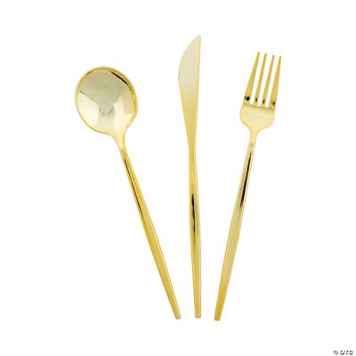 Modern Plastic Gold Cutlery Sets 24 Ct. Oriental Trading