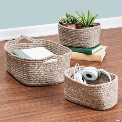 Auldhome Design Wall Hanging Baskets, Gray W/ White, 2pc Set