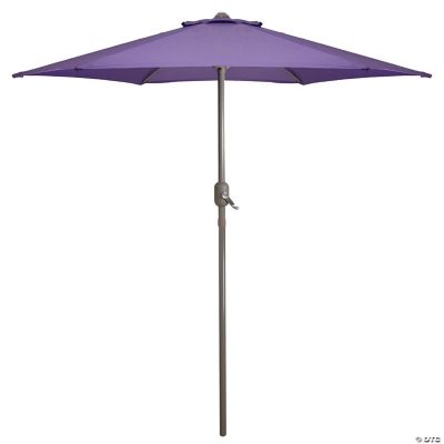7.5ft Outdoor Patio Umbrella with Hand Crank Purple | Oriental Trading