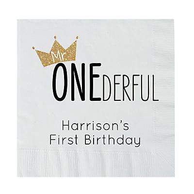 1st Birthday One-derful Luncheon Napkins One-derful Napkins Mr Boy's First Birthday One Mr