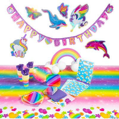 261 Pc. Rainbow Sparkle Party Ultimate Tableware Kit for 24 Guests