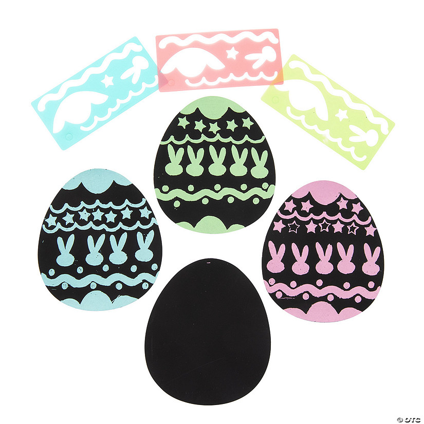 Magic Color Scratch Easter Eggs with Stencils – 12 Pc.