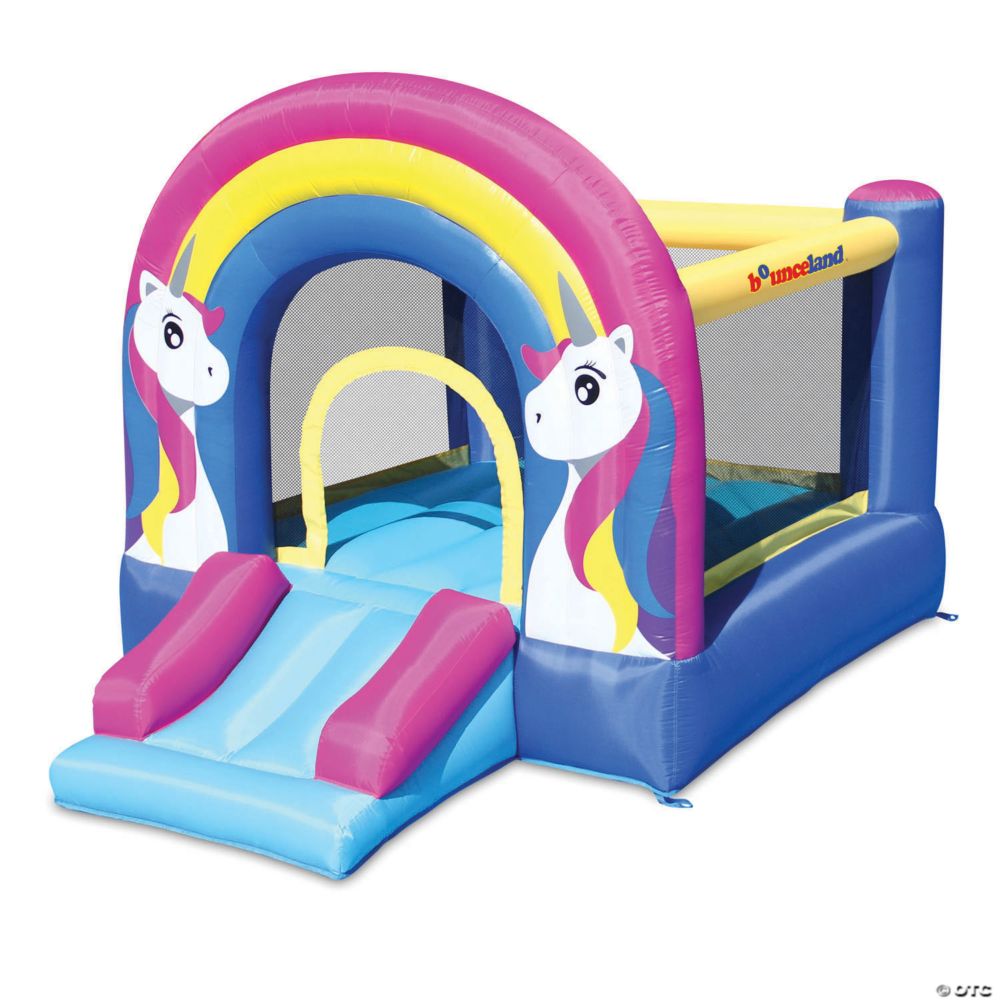 Bounceland Rainbow Unicorn Bounce House and Slide From MindWare
