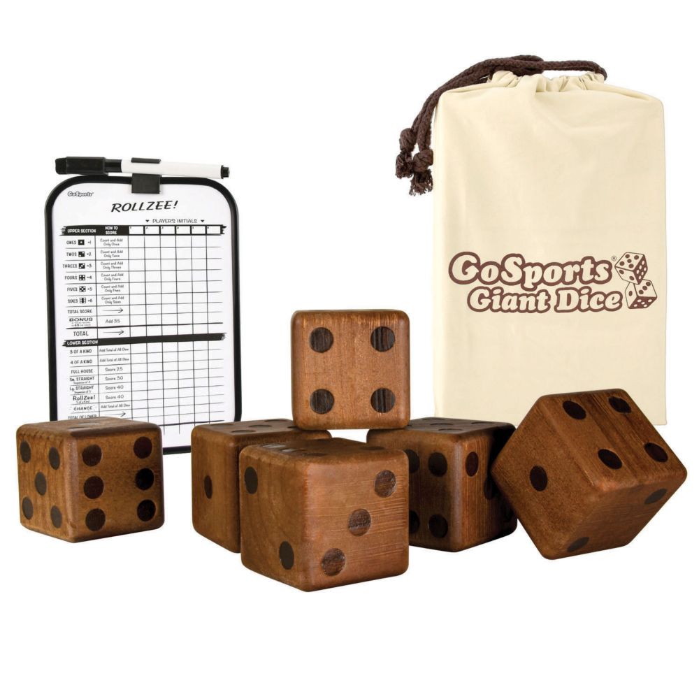 GoSports Giant 3.5" Dark Stain Wooden Playing Dice Set From MindWare