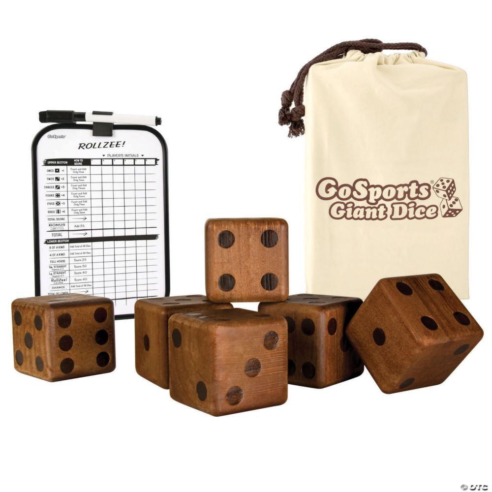 GoSports Giant 3.5" Dark Stain Wooden Playing Dice Set From MindWare
