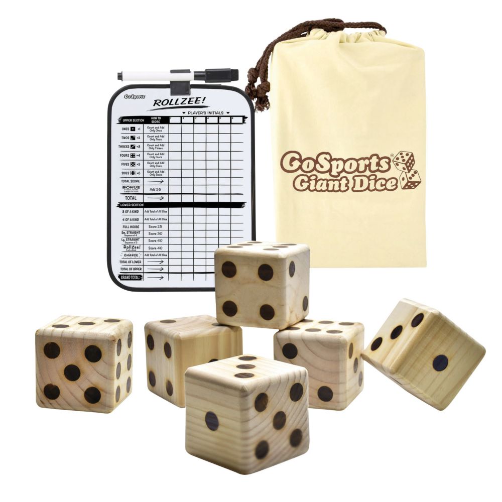 GoSports: Giant 2.5" Wooden Playing Dice Set From MindWare