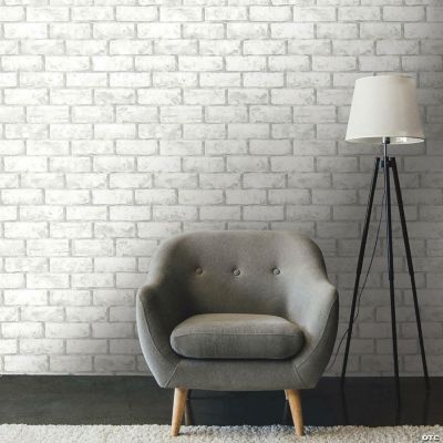 Roommates Brick Peel & Stick Wallpaper - White | Oriental Trading