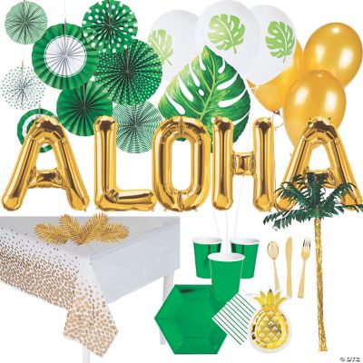 Metallic Tropical Party Tableware Kit for 24 Guests