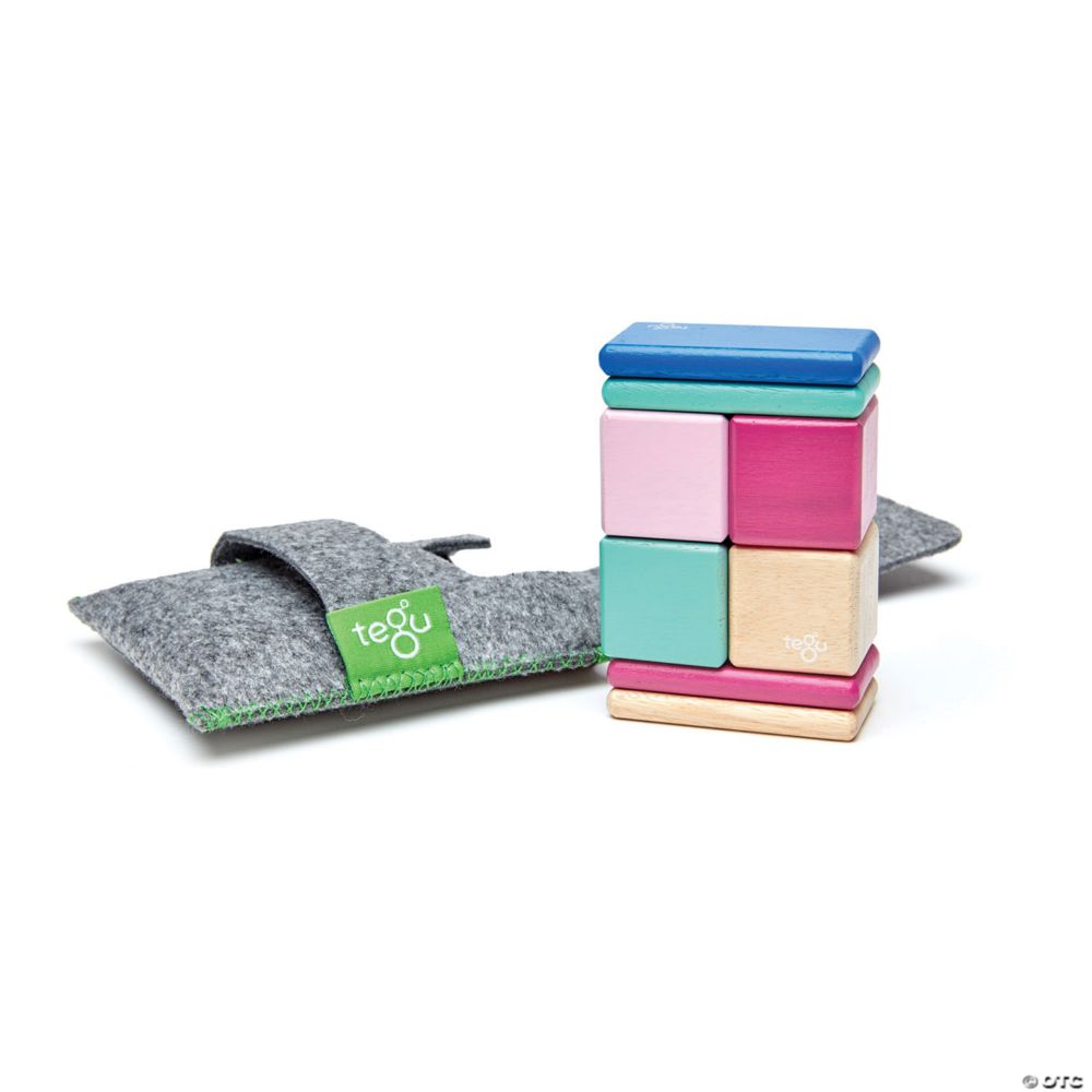 Tegu Magnetic Wooden Blocks, 8-Piece Pocket Pouch, Blossom From MindWare
