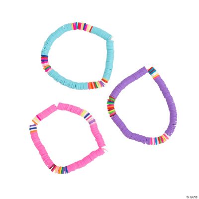 Rainbow Disc Bead Bracelets - 12 Pc.