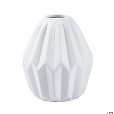 Positively Simple White Fluted Textured Ceramic Vase Oriental Trading