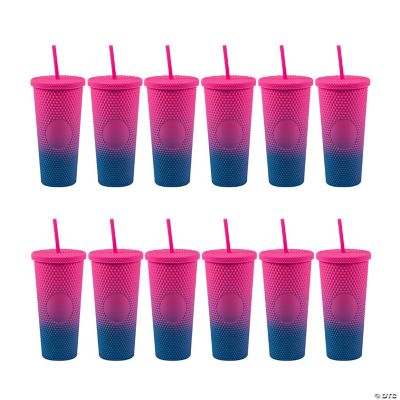 Bulk 12 Ct. Pink & Blue Tumblers with Lids & Straws Oriental Trading