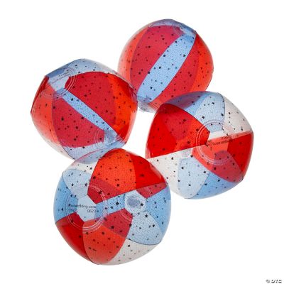 Patriotic Stars and Stripes Mini Glitter Beach Balls 12 Pc.