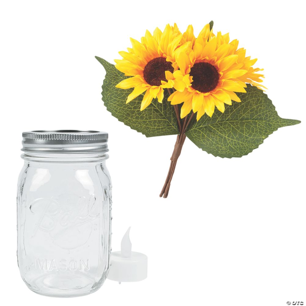 24 Pc Sunflower Mason Jar Centerpiece Kit for 12 Tables
