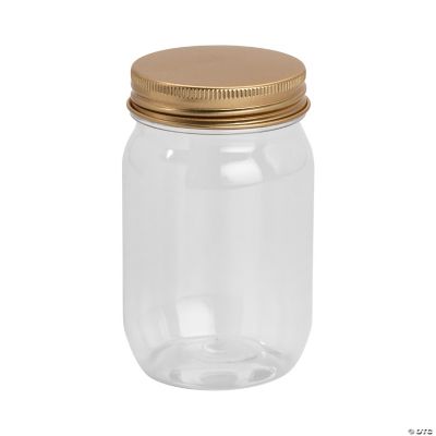 Small Clear Plastic Jars with Gold Lid - 12 Pc.