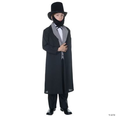Abraham Lincoln Kinderkostüm Deluxe - Präsidenten Kostüm Mit Hut & Bart, Für Halloween