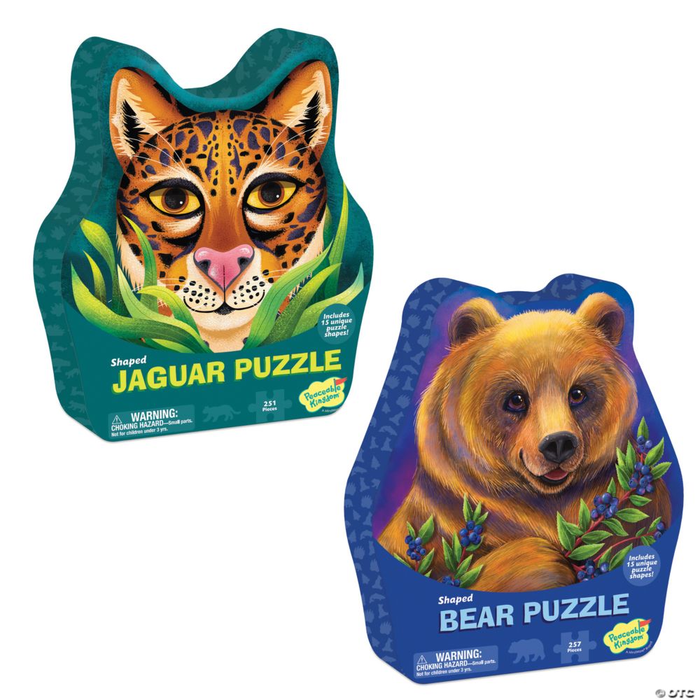 Bear & Jaguar Shaped Puzzles: Set of 2 From MindWare