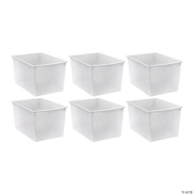 Teacher Created Resources Small Plastic Storage Bin, Clear, Pack of 6