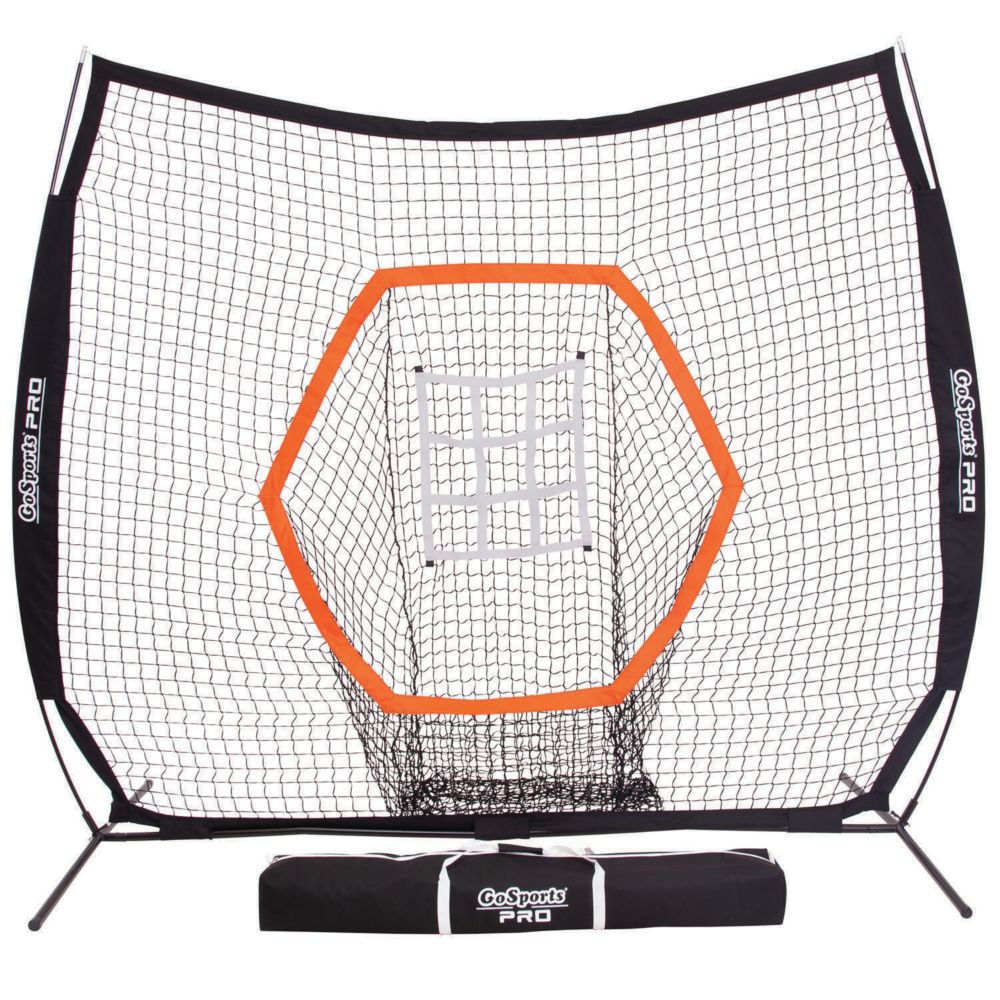 GoSports 7x7 PRO Baseball & Softball Practice Hitting & Pitching Net with Bow Type Frame, Carry Case and Bonus Str From MindWare